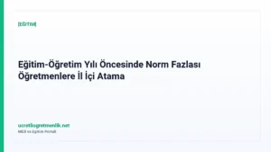 Eğitim-Öğretim Yılı Öncesinde Norm Fazlası Öğretmenlere İl İçi Atama