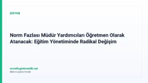 Norm Fazlası Müdür Yardımcıları Öğretmen Olarak Atanacak: Eğitim Yönetiminde Radikal Değişim