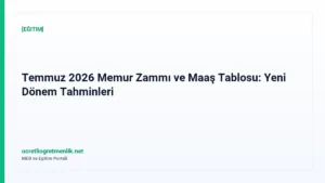 Temmuz 2026 Memur Zammı ve Maaş Tablosu: Yeni Dönem Tahminleri